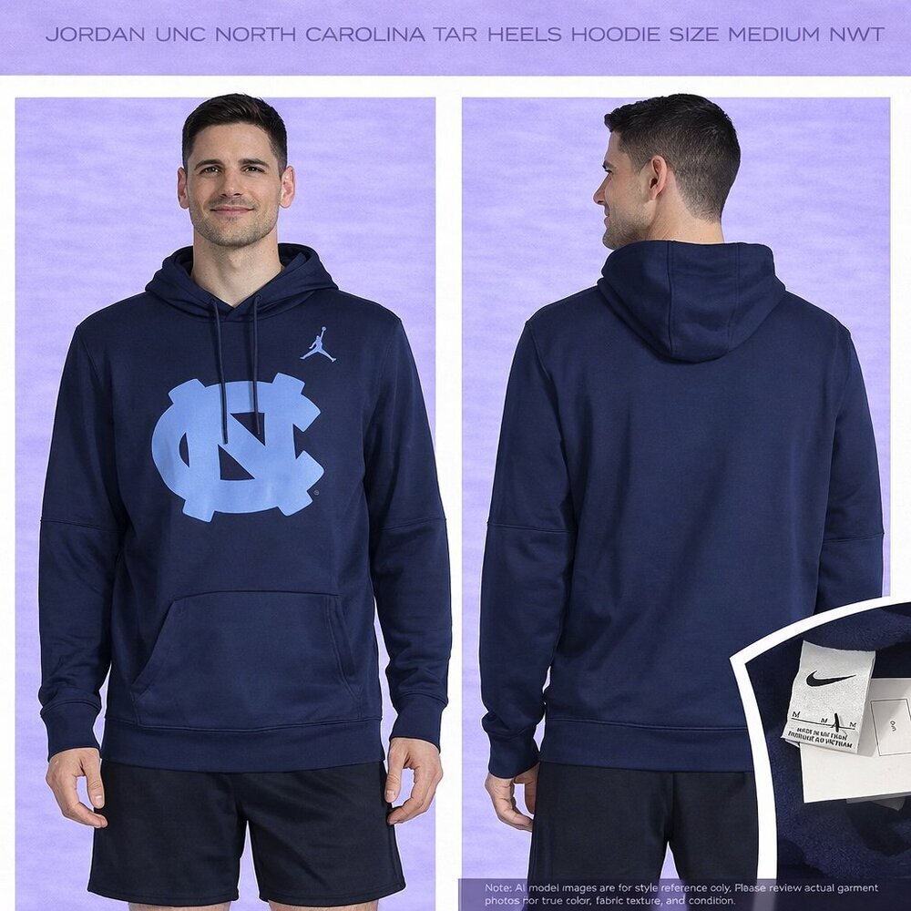 Jordan Men's North Carolina Tar Heels Hoodie with Emblem Size Medium Size M NWT